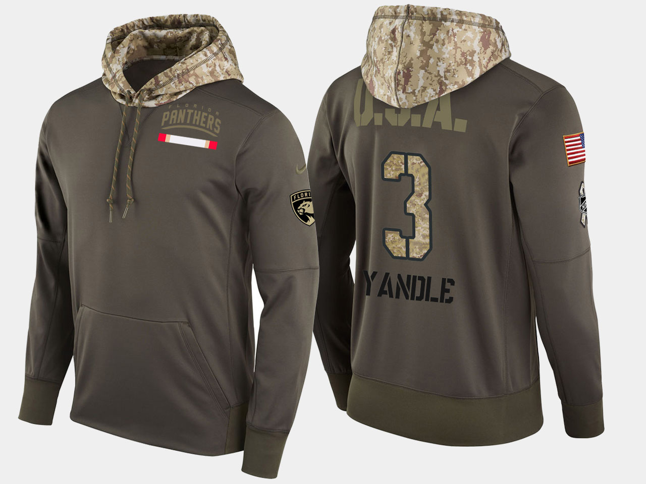 Nike Panthers 3 Keith Yandle Olive Salute To Service Pullover Hoodie