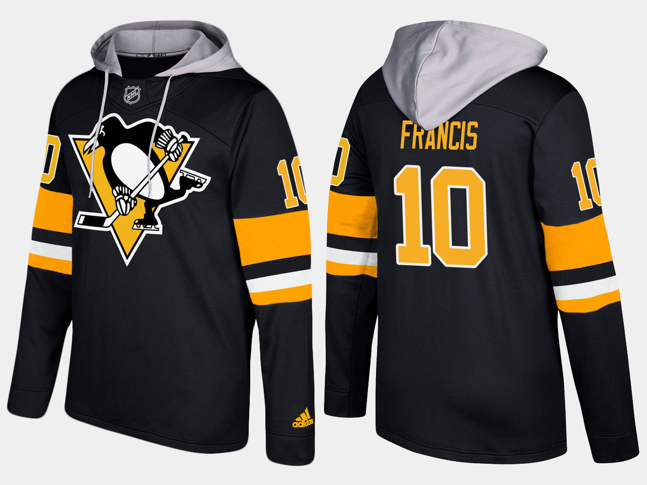 Nike Penguins 10 Ron Francis Retired Black Name And Number Hoodie