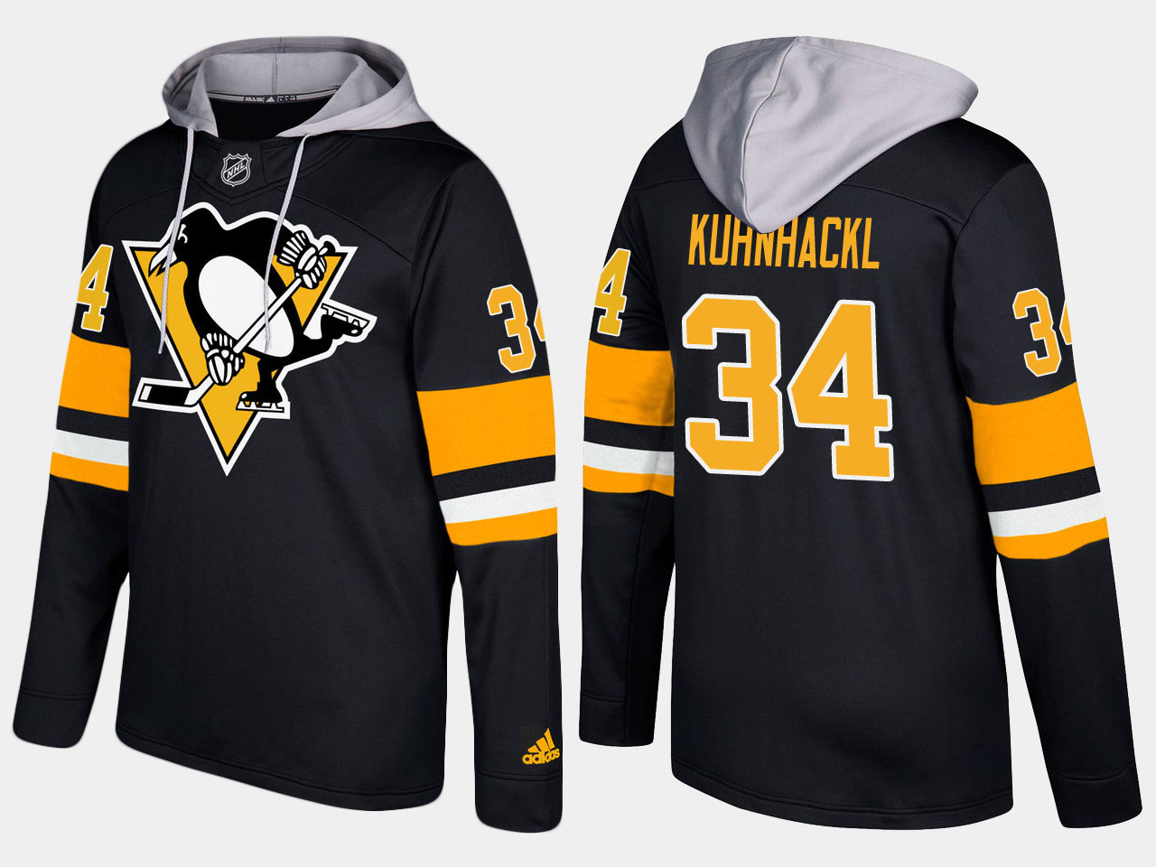 Nike Penguins 34 Tom Kuhnhackl Name And Number Black Hoodie