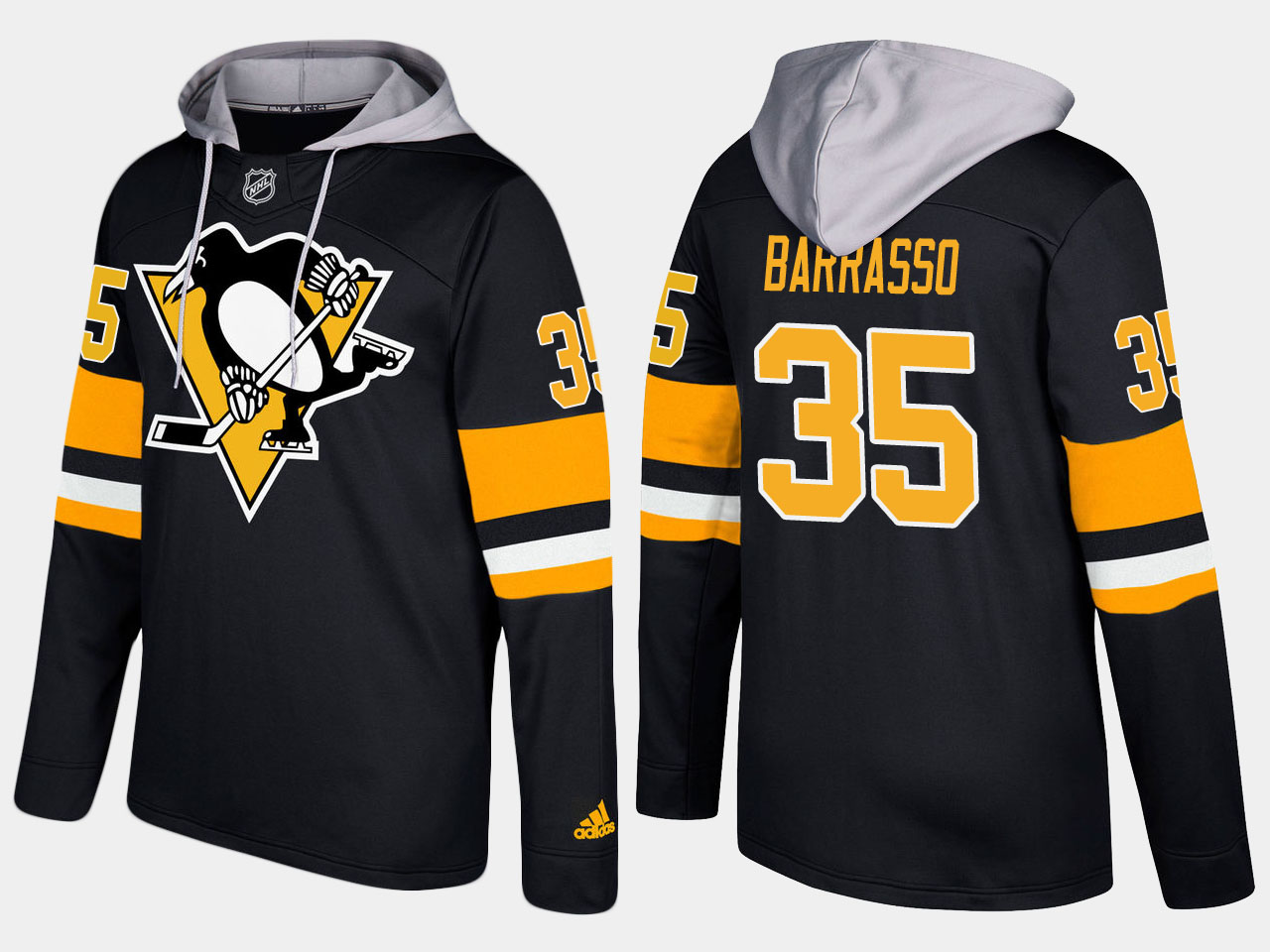 Nike Penguins 35 Tom Barrasso Retired Black Name And Number Hoodie