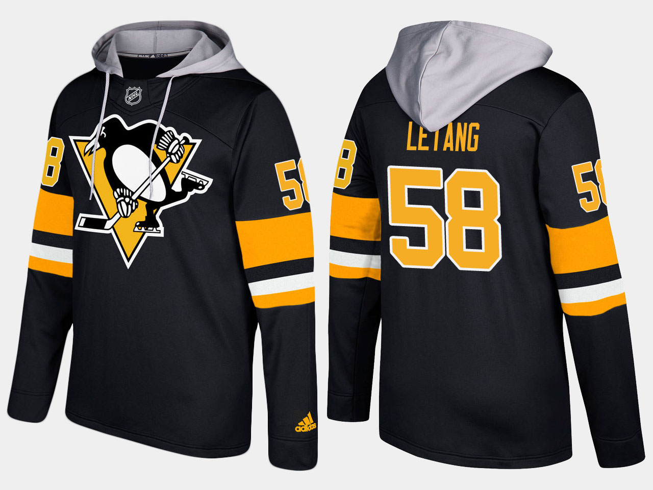 Nike Penguins 58 Kris Letang Name And Number Black Hoodie