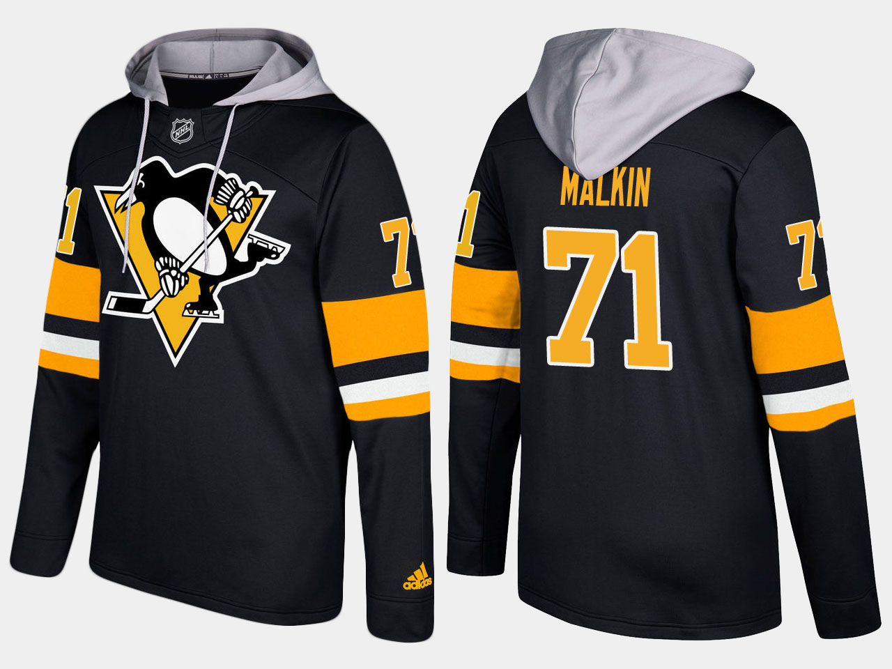Nike Penguins 71 Evgeni Malkin Name And Number Black Hoodie - Click Image to Close