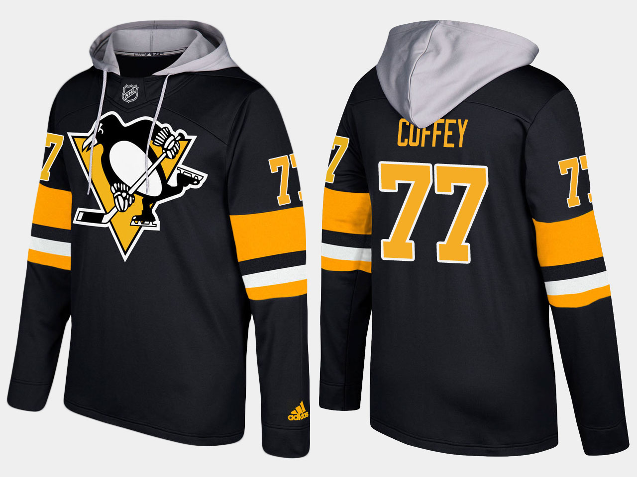 Nike Penguins 77 Paul Coffey Retired Black Name And Number Hoodie - Click Image to Close