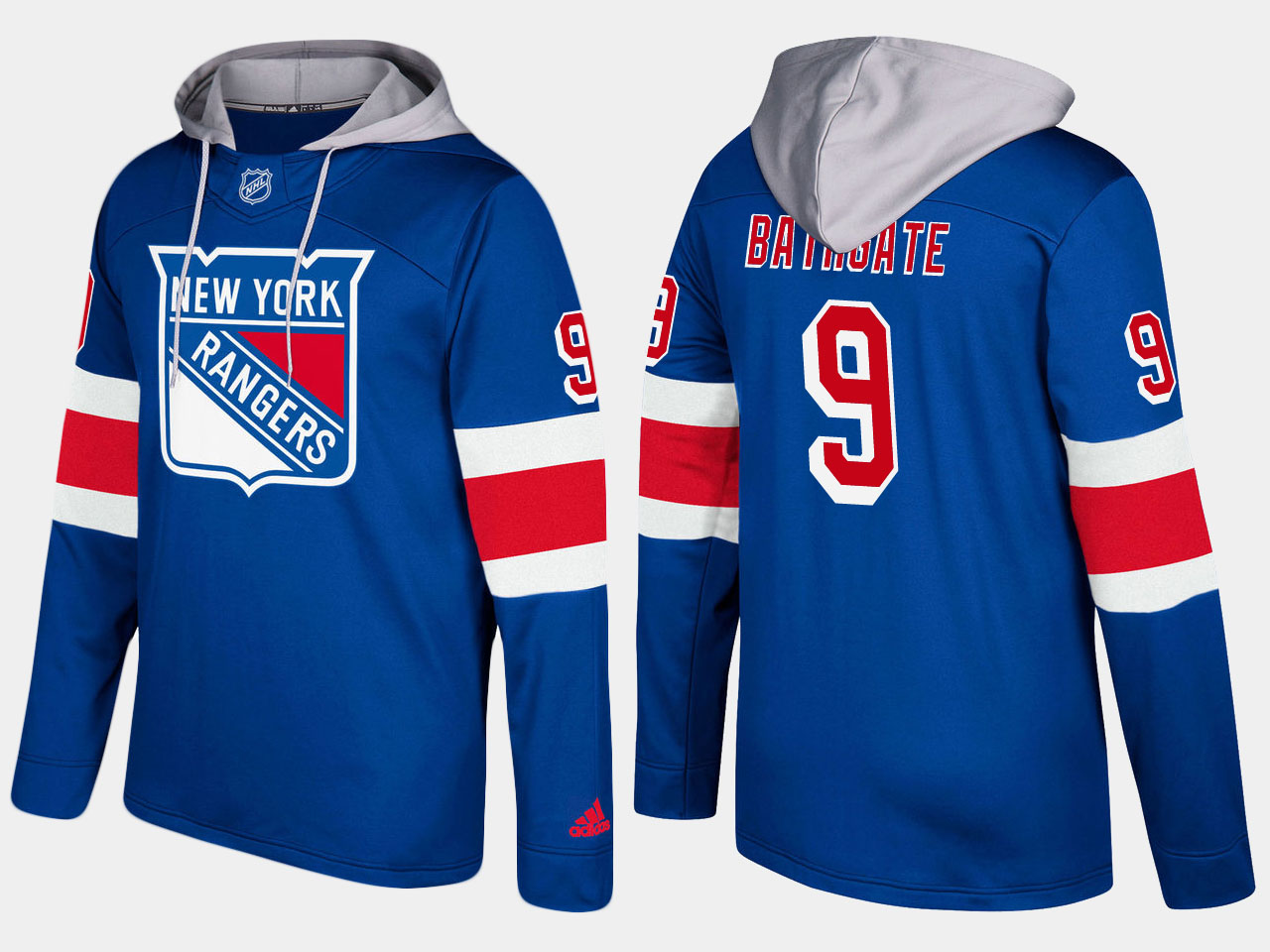 Nike Rangers 9 Andy Bathgate Retired Blue Name And Number Hoodie