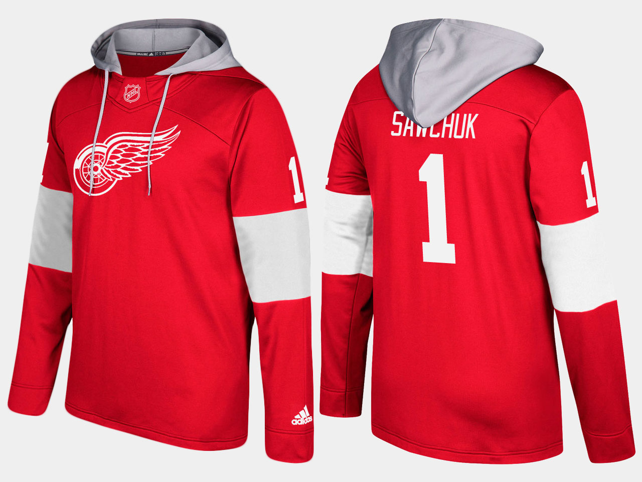 Nike Red Wings 1 Terry Sawchuk Red Name And Number Hoodie