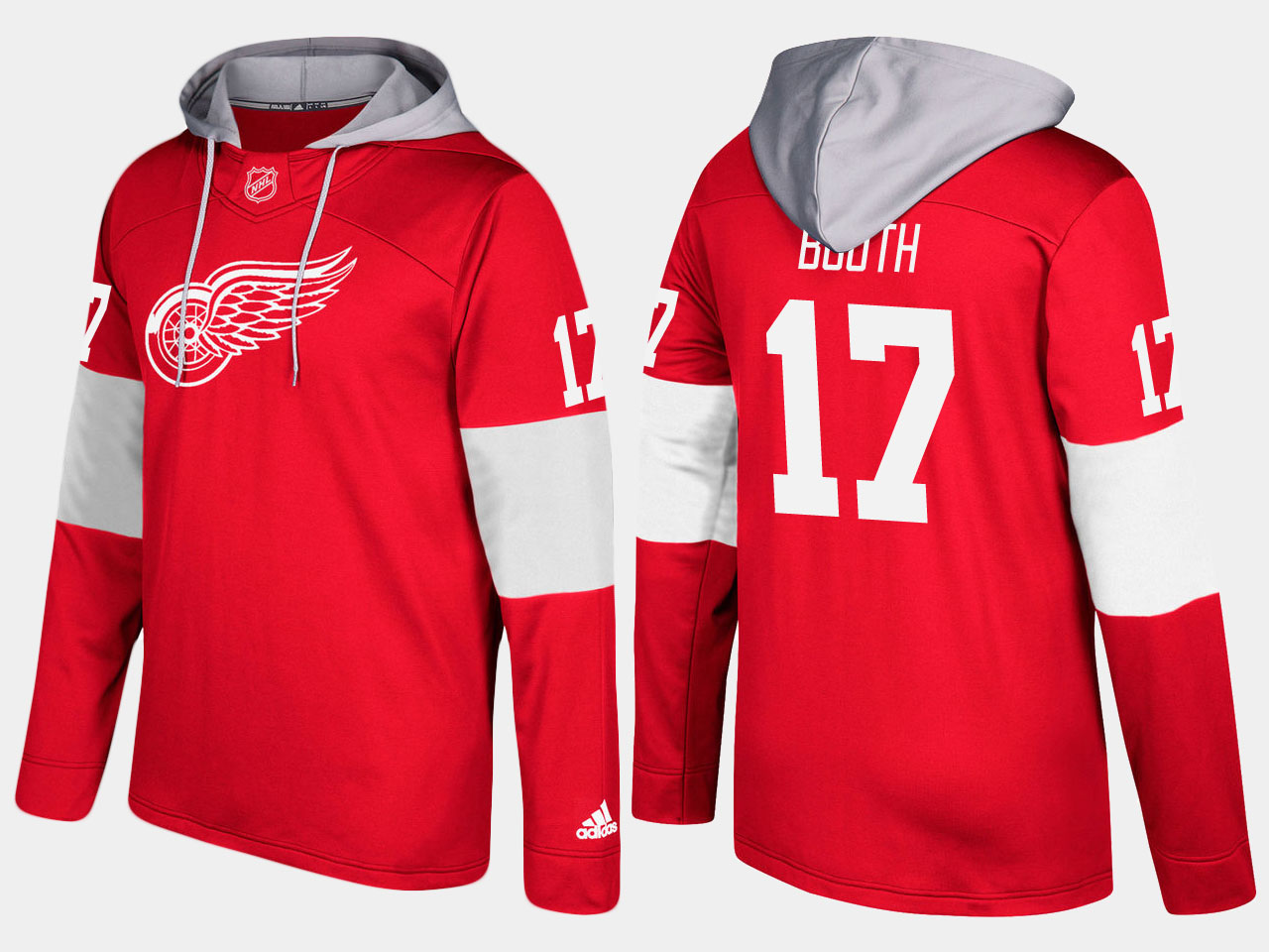 Nike Red Wings 17 David Booth Name And Number Red Hoodie