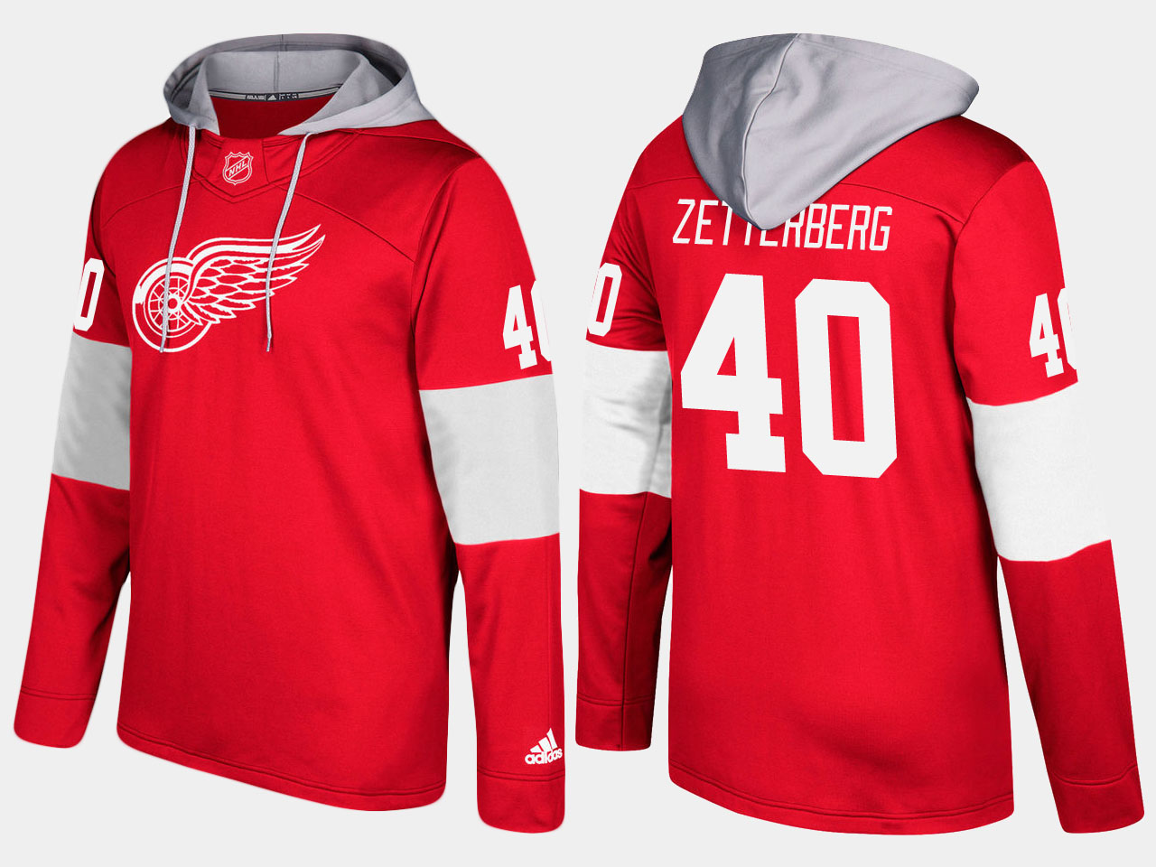 Nike Red Wings 40 Henrik Zetterberg Name And Number Red Hoodie