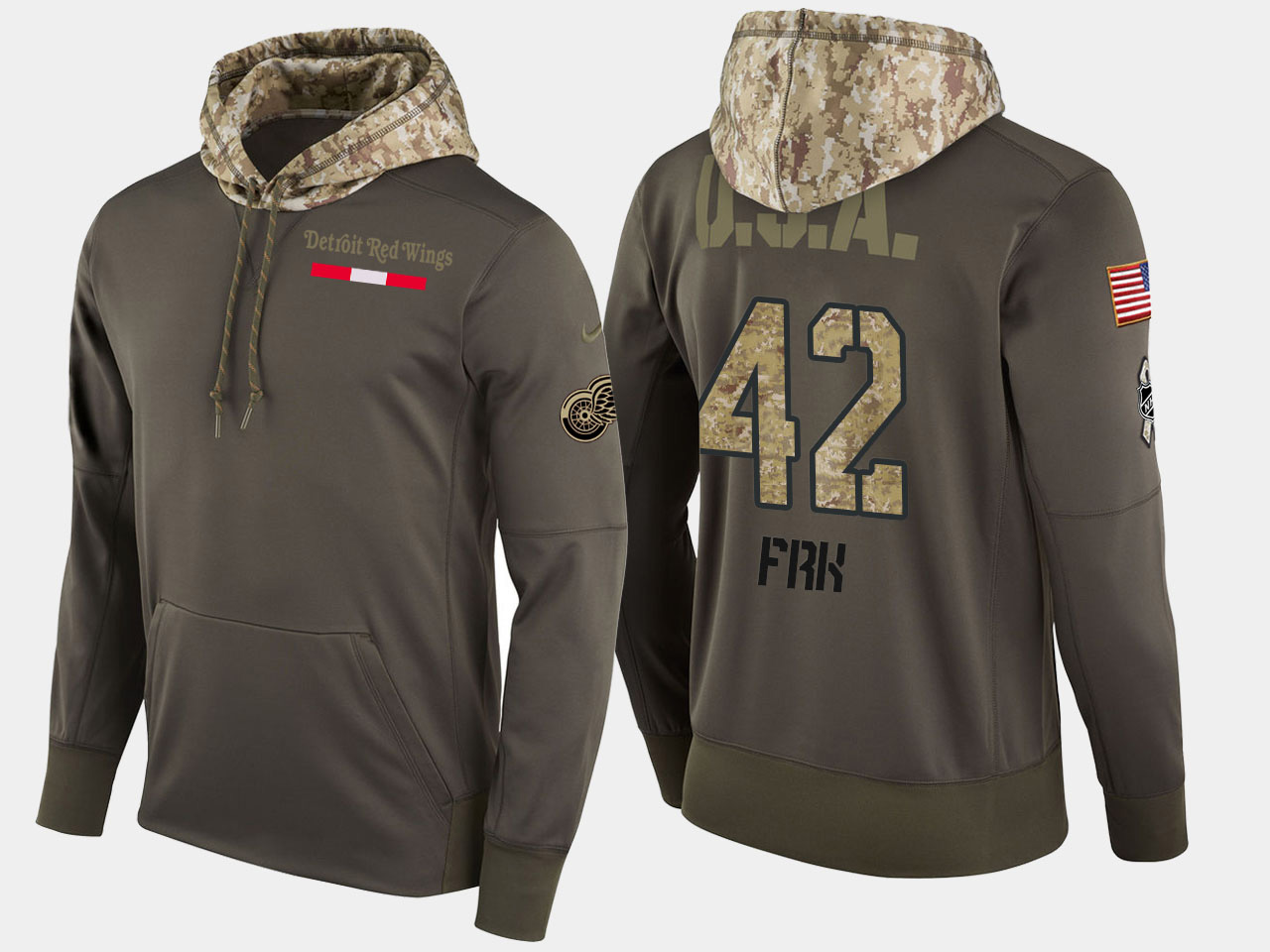Nike Red Wings 42 Martin Frk Olive Salute To Service Pullover Hoodie