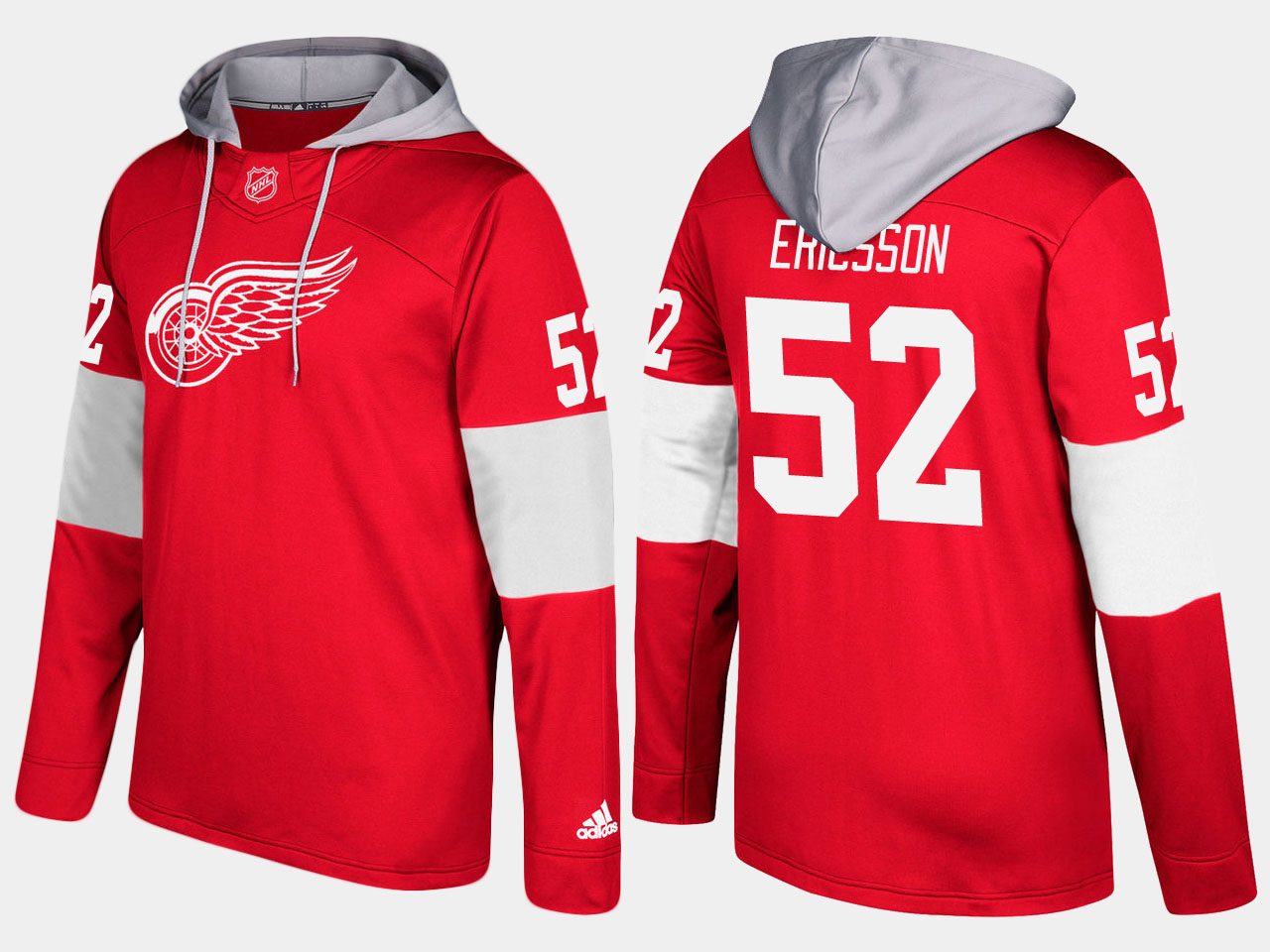 Nike Red Wings 52 Jonathan Ericsson Name And Number Red Hoodie