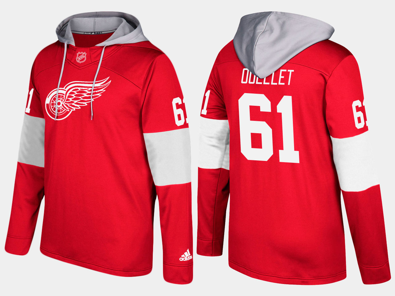Nike Red Wings 61 Xavier Ouellet Name And Number Red Hoodie