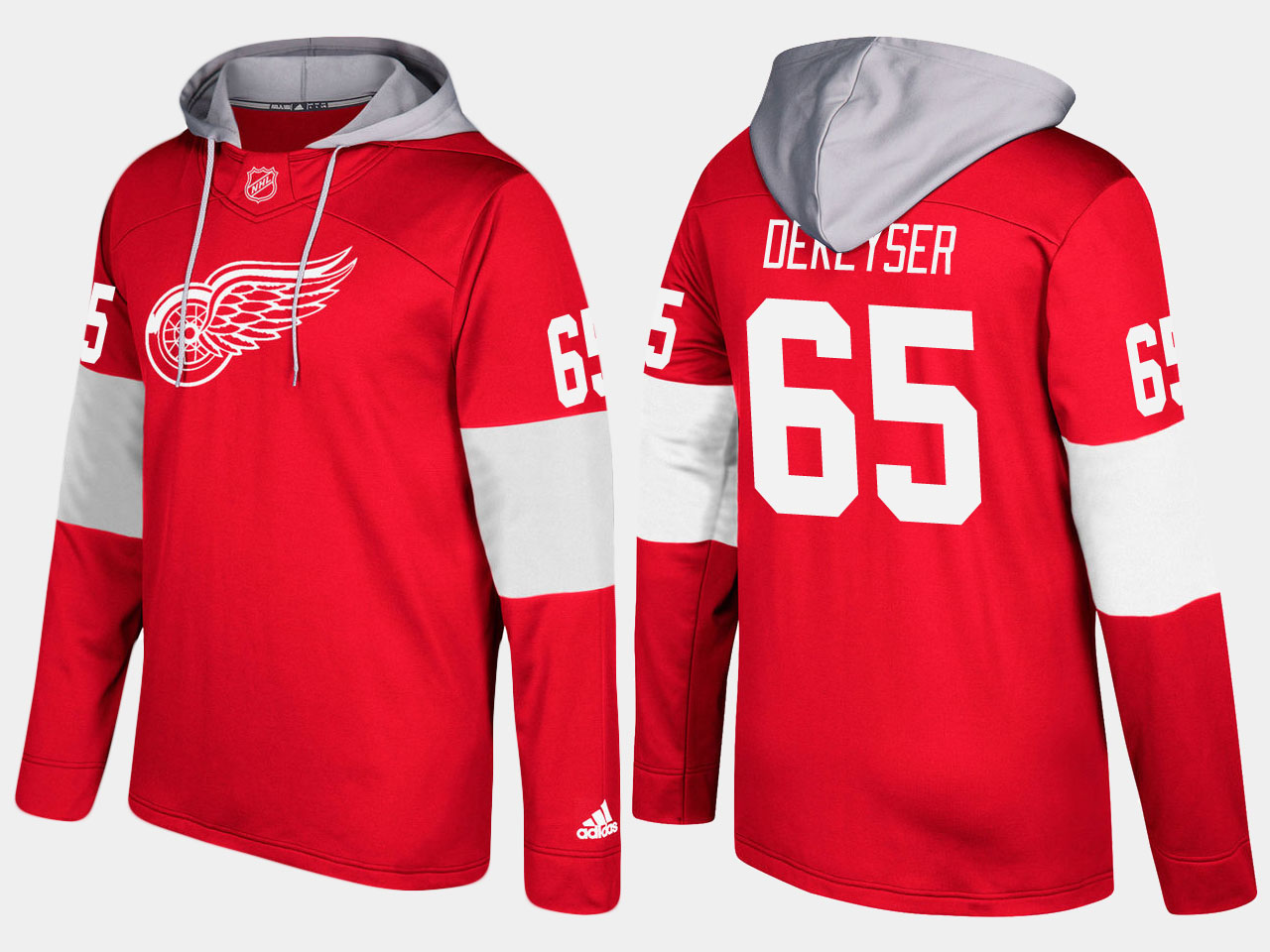 Nike Red Wings 65 Danny Dekeyser Name And Number Red Hoodie