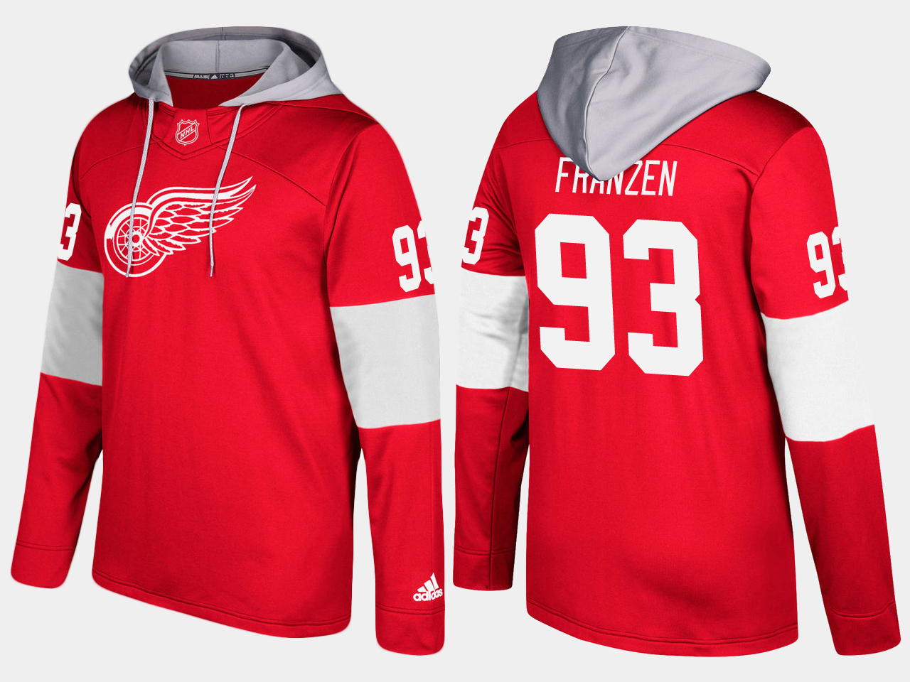 Nike Red Wings 93 Johan Franzen Name And Number Red Hoodie