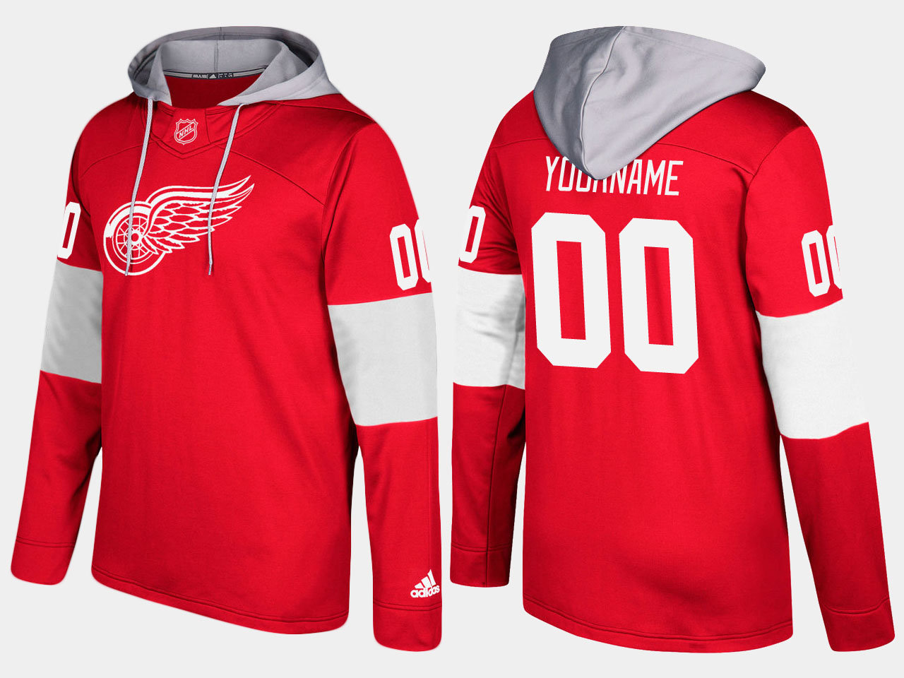 Nike Red Wings Men's Customized Name And Number Red Hoodie