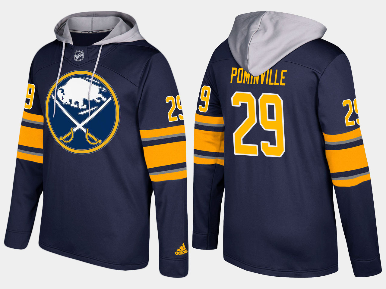 Nike Sabres 29 Jason Pominville Name And Number Blue Hoodie