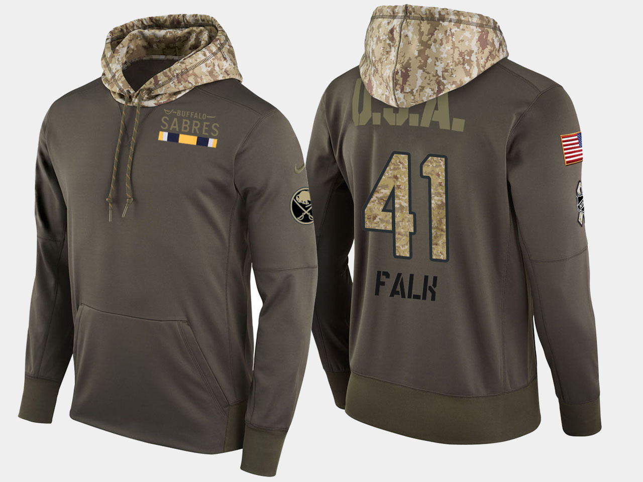 Nike Sabres 41 Justin Falk Olive Salute To Service Pullover Hoodie