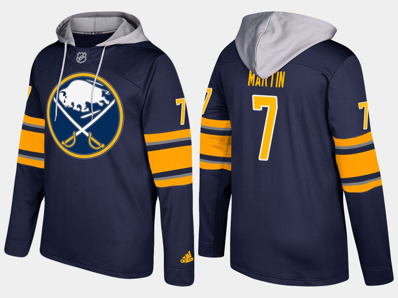 Nike Sabres 7 Rick Martin Retired Blue Name And Number Hoodie