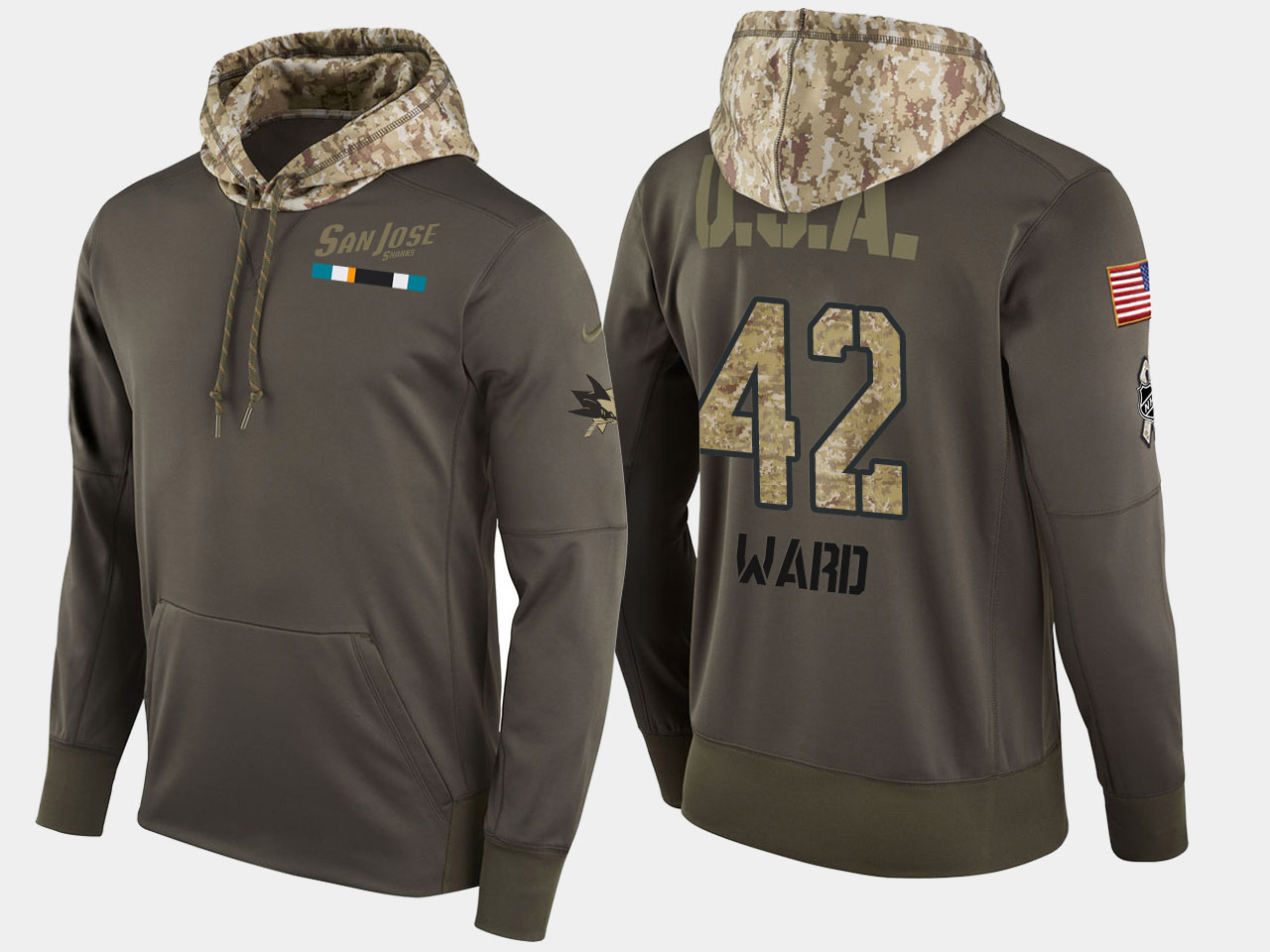 Nike Sharks 42 Joel Ward Olive Salute To Service Pullover Hoodie