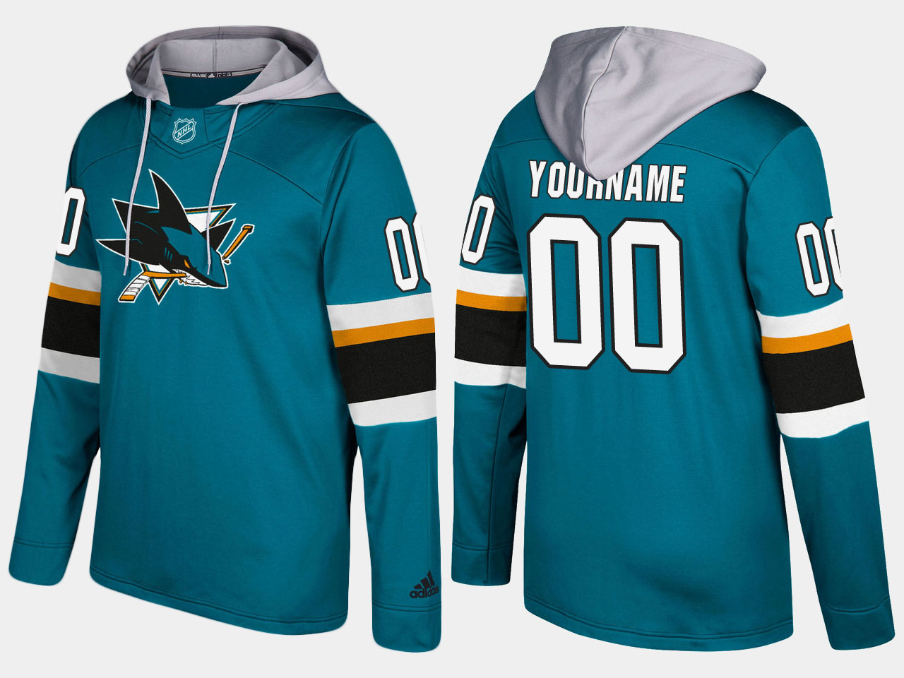 Nike Sharks Men's Customized Name And Number Teal Hoodie
