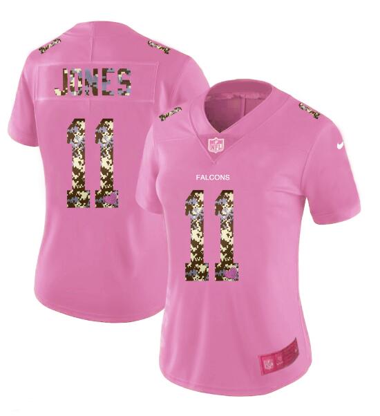 Nike Falcons 11 Julio Jones Pink Camo Fashion Women Limited Jersey