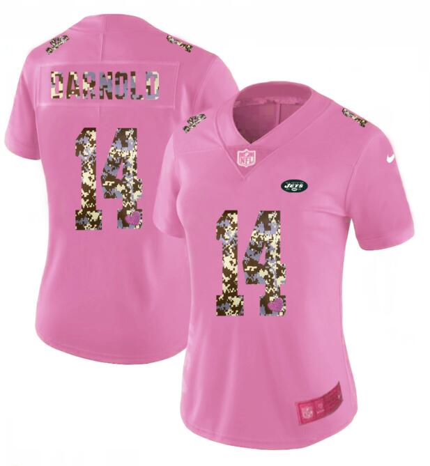 Nike Jets 14 Sam Darnold Pink Camo Fashion Women Limited Jersey