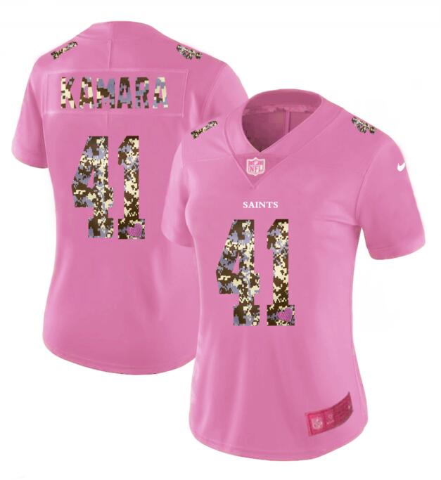 Nike Saints 41 Alvin Kamara Pink Camo Fashion Women Limited Jersey
