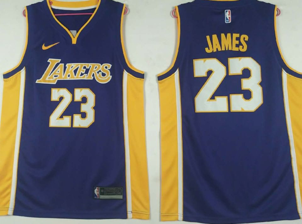 Lakers 23 Lebron James Purple Nike Swingman Jersey
