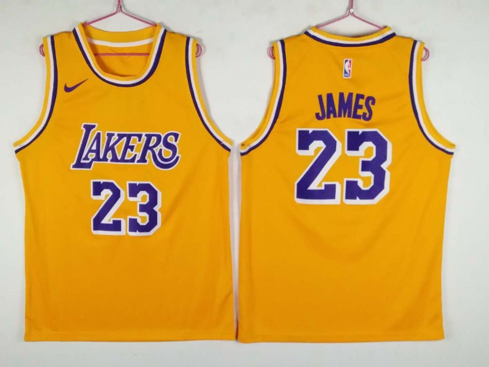 Lakers 23 Lebron James Yellow Nike Swingman Jersey
