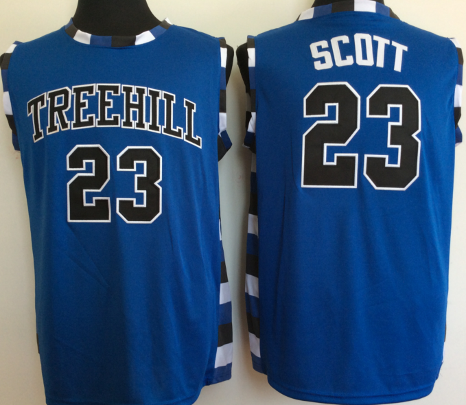 One Tree Hill Ravens 23 Nathan Scott Blue College Basketball Jersey