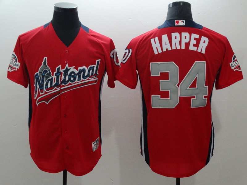 National League 34 Bryce Harper Red 2018 MLB All-Star Game Home Run Derby Jersey