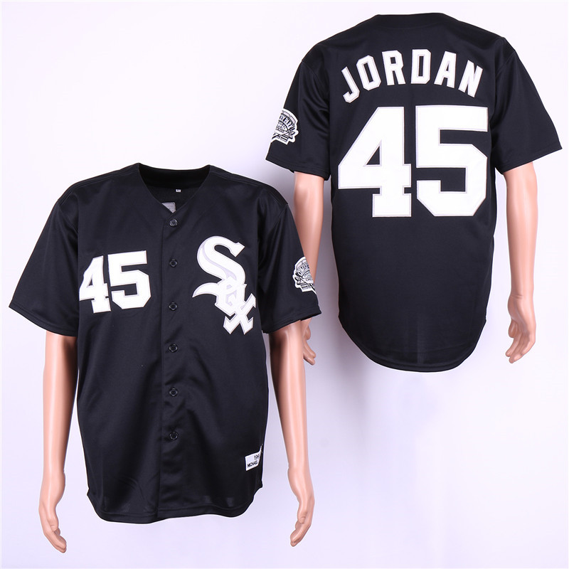 White Sox 45 Michael Jordan Black Cooperstown Collection Jersey - Click Image to Close