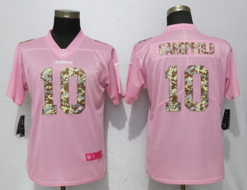 Nike 49ers 10 Jimmy Garoppolo Pink Camo Fashion Women Limited Jersey