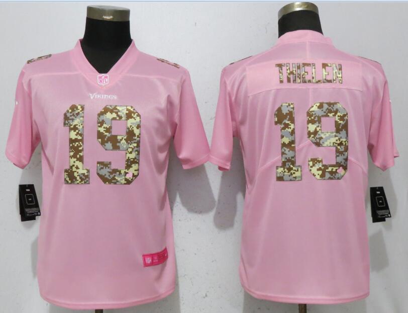 Nike Vikings 19 Adam Thielen Pink Camo Fashion Women Limited Jersey