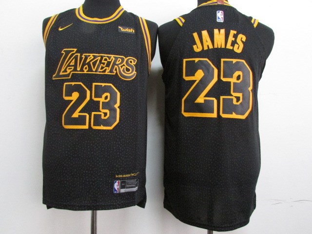 Lakers 23 Lebron James Black Youth City Edition Nike Authentic Jersey - Click Image to Close
