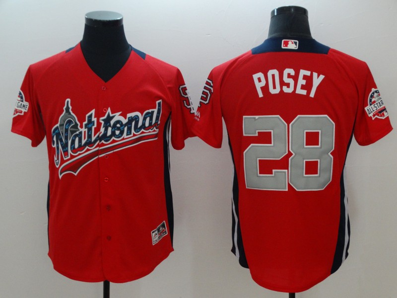 National League 28 Buster Posey Red 2018 MLB All-Star Game Home Run Derby Jersey
