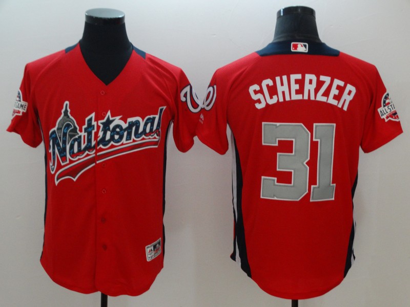National League 31 Max Scherzer Red 2018 MLB All-Star Game Home Run Derby Jersey