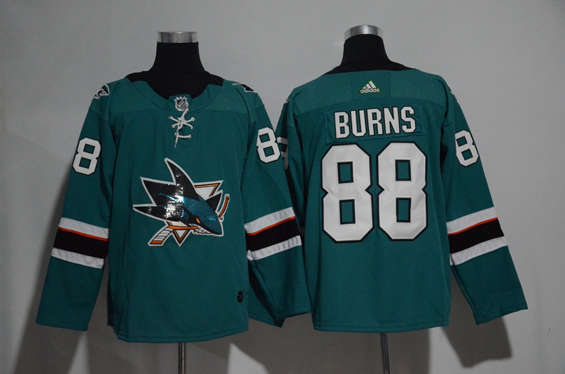 Sharks 88 Brent Burns Teal Glittery Edition Adidas Jersey