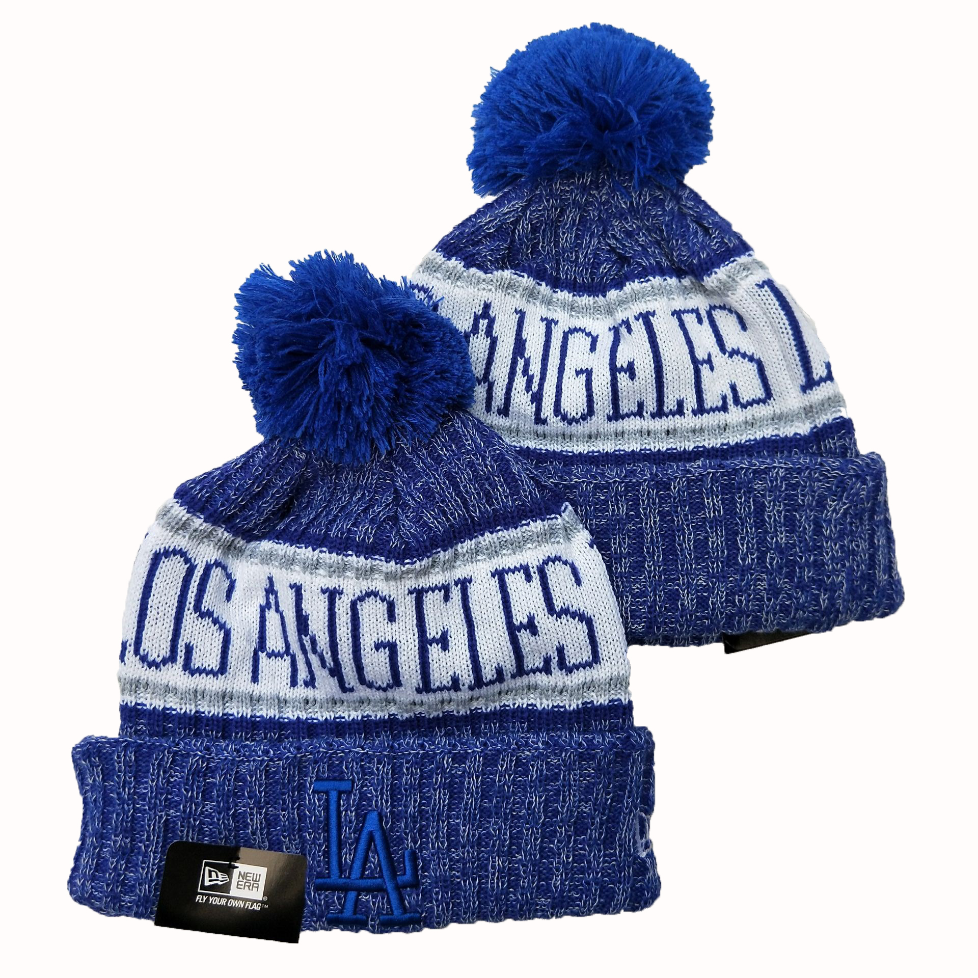 Dodgers Team Logo Royal Cuffed Pom Knit Hat YD