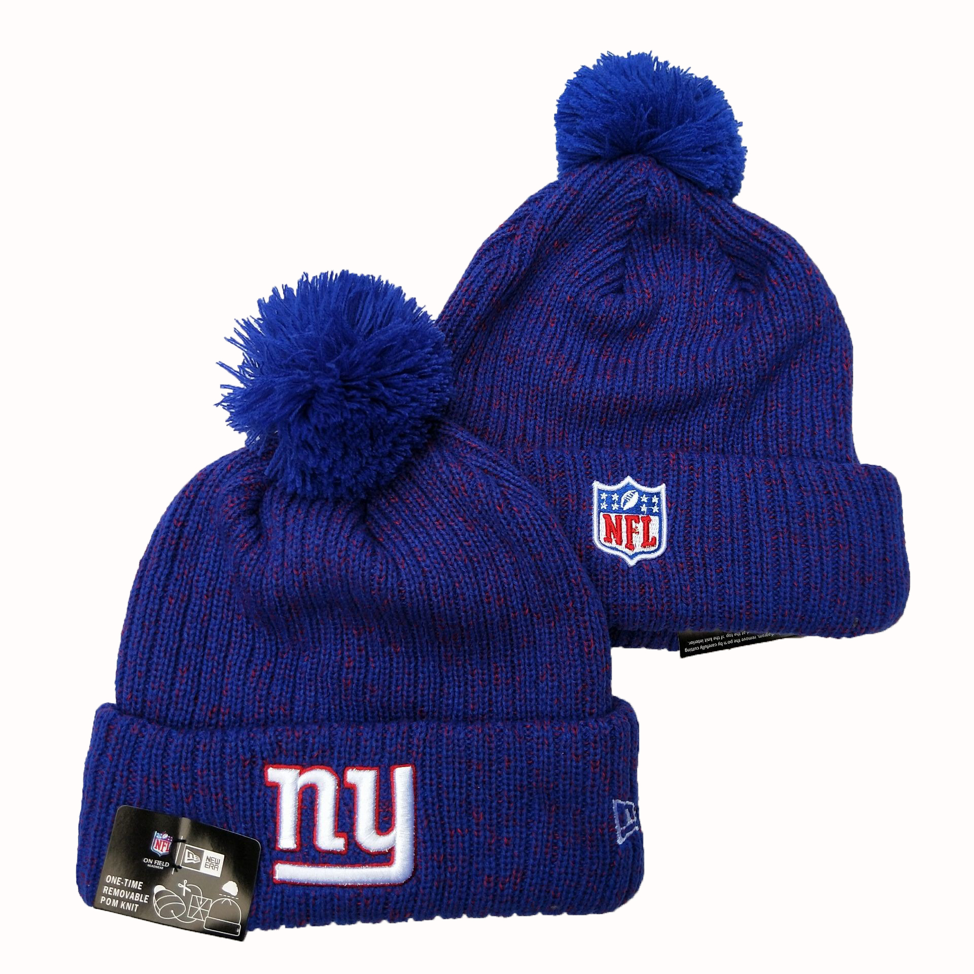 New York Giants Fresh Logo Royal Cuffed Pom Knit Hat YD