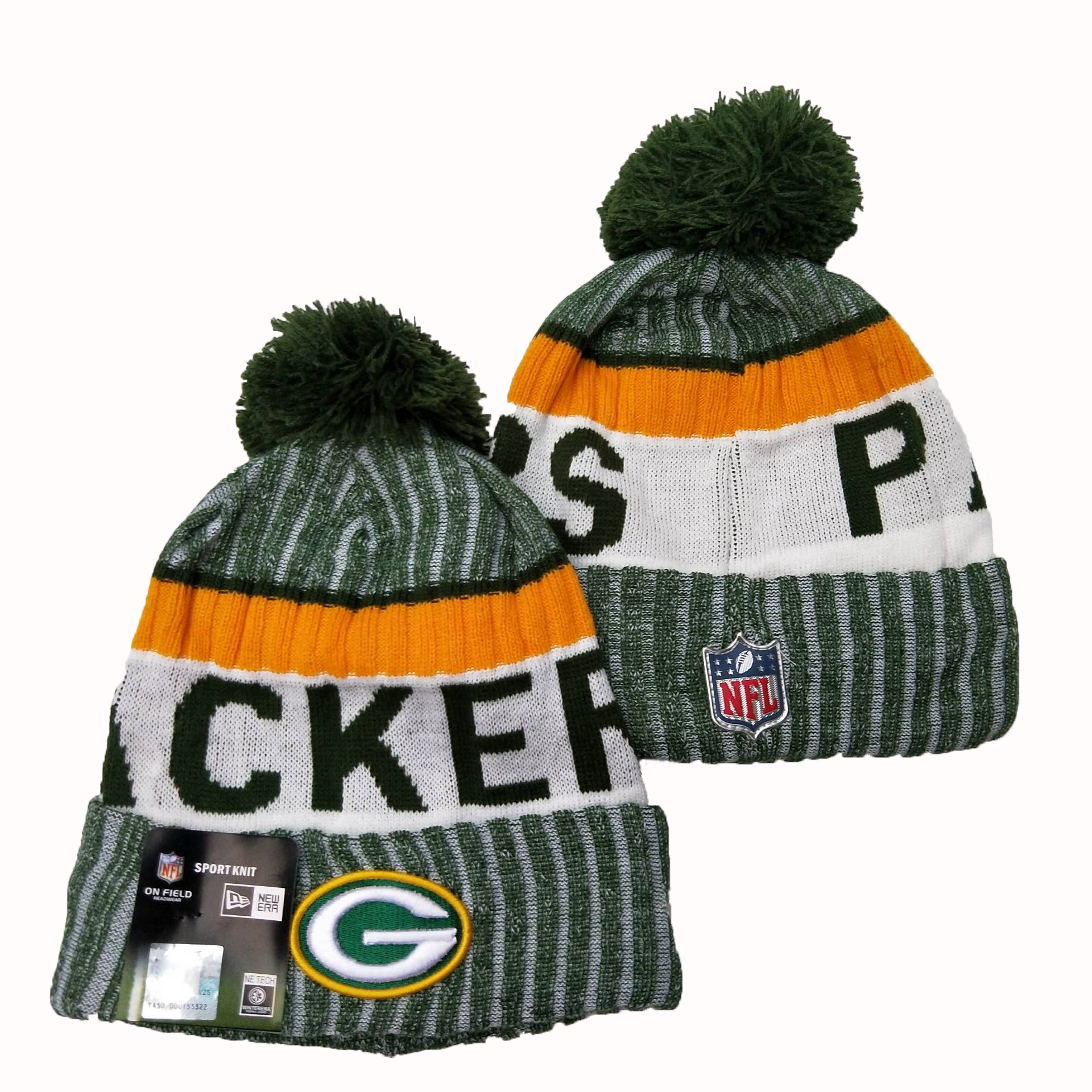 Packers Fresh Logo Green Cuffed Pom Knit Hat YD