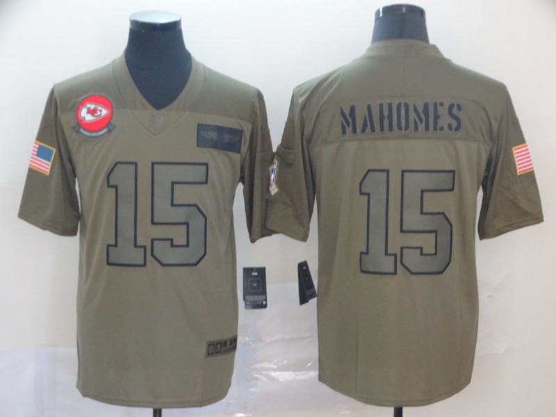 Nike Chiefs 15 Patrick Mahomes 2019 Olive Salute To Service Limited Jersey