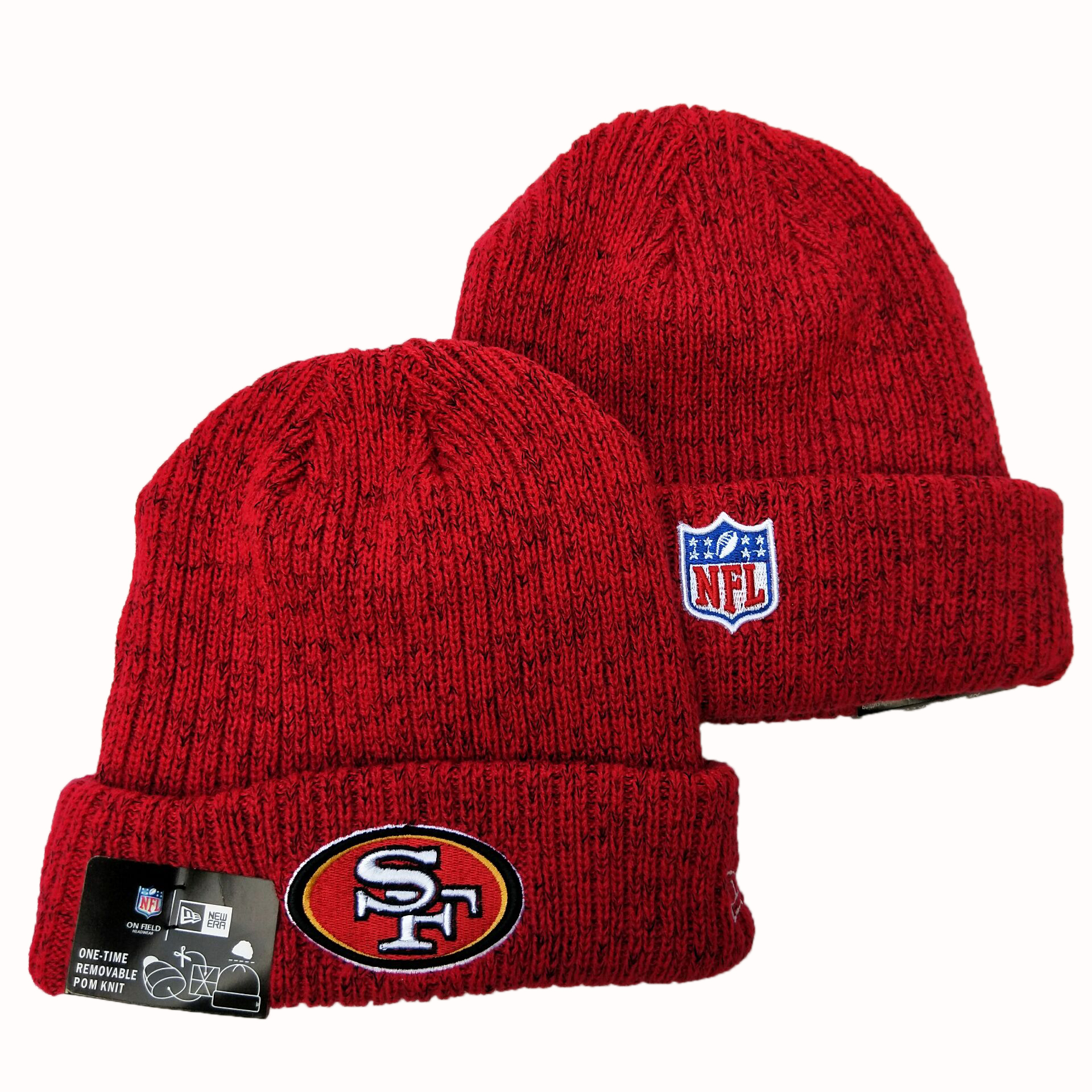 49ers Team Logo Red Pom Knit Hat YD