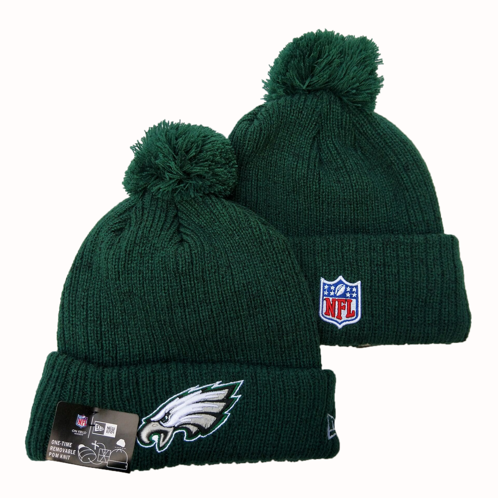 Eagles Fresh Logo Green Pom Knit Hat YD