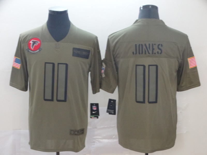 Nike Falcons 11 Julio Jones 2019 Olive Salute To Service Limited Jersey - Click Image to Close