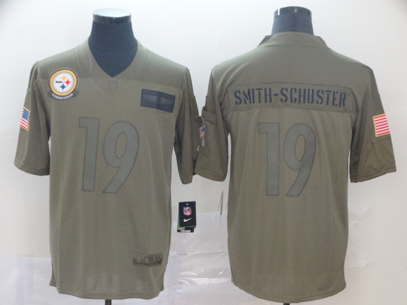 Nike Steelers 19 JuJu Smith-Schuster 2019 Olive Salute To Service Limited Jersey