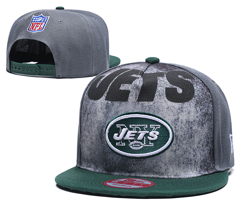 Jets Team Logo Gray Green Adjustable Hat TX - Click Image to Close