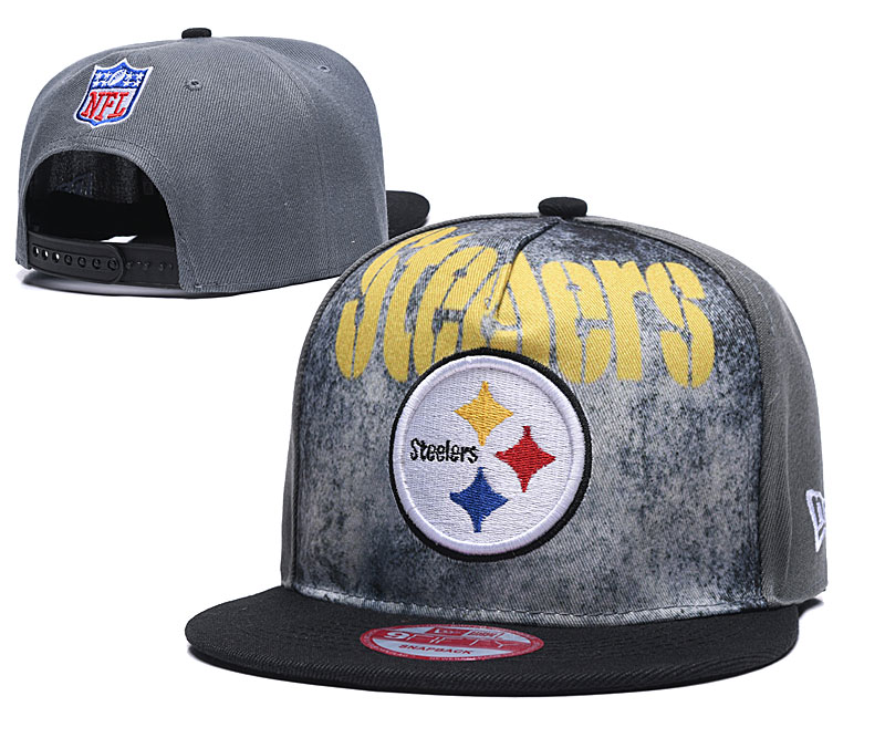 Steelers Team Logo Gray Black Adjustable Hat TX
