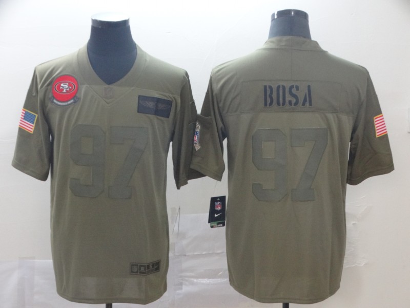Nike 49ers 97 Nick Bosa 2019 Olive Salute To Service Limited Jersey - Click Image to Close
