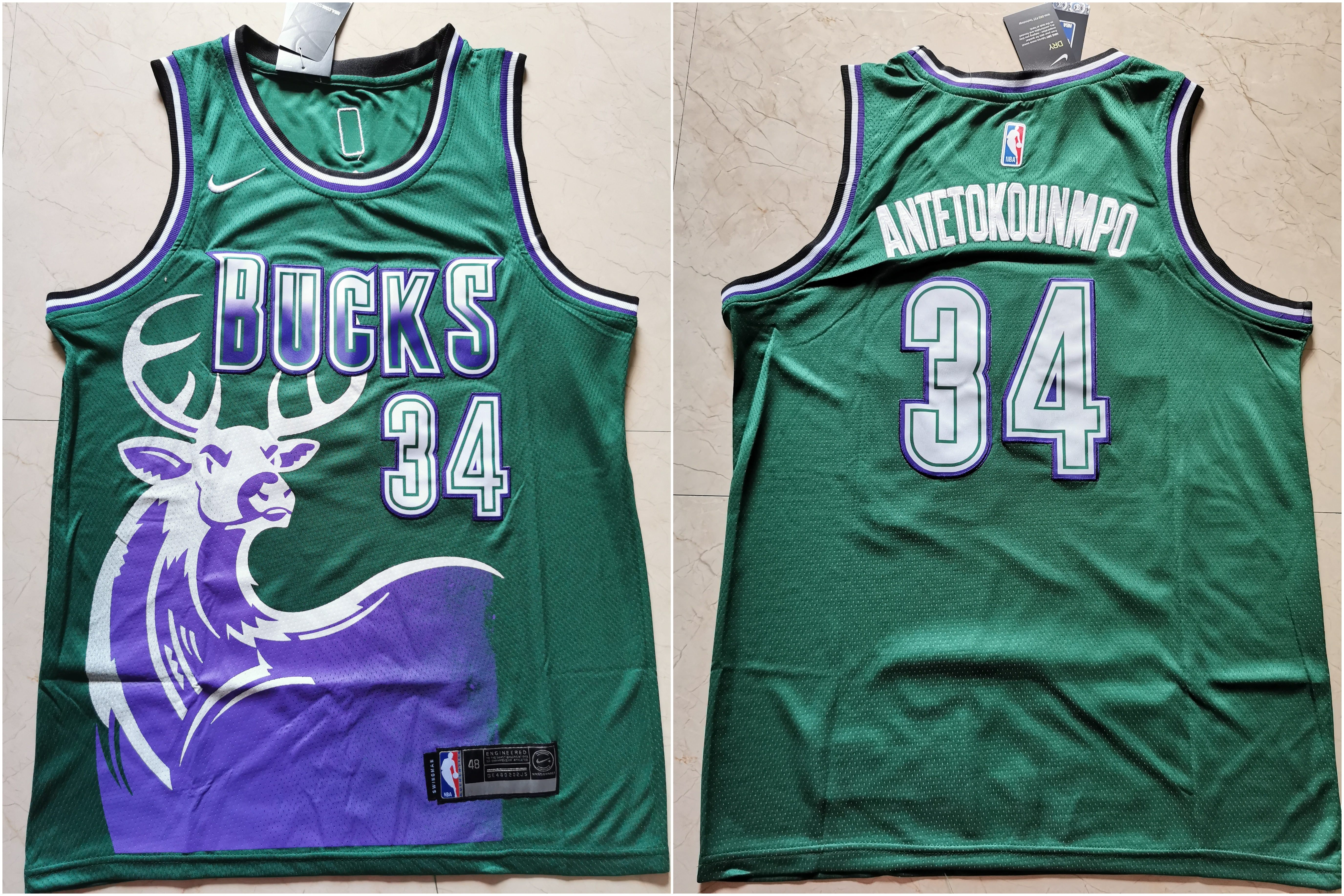 Bucks 34 Giannis Antetokounmpo Green Nike Swingman Jersey
