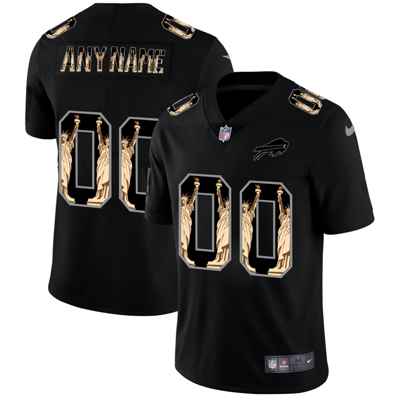Nike Bills Black Men's Customized Statue of Liberty Limited Jersey - Click Image to Close