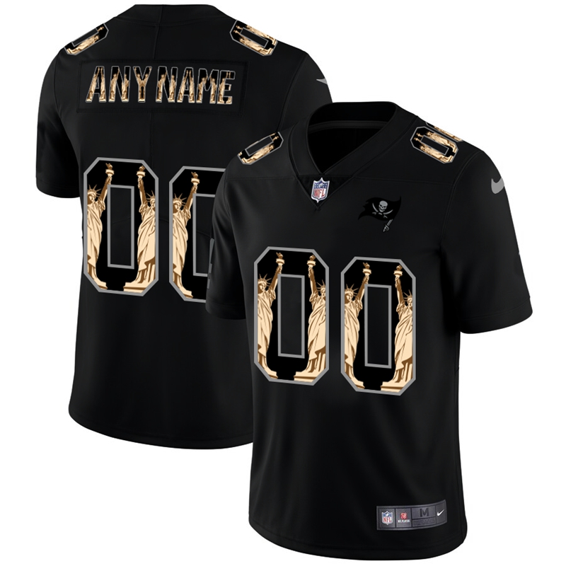 Nike Buccaneers Black Men's Customized Statue of Liberty Limited Jersey - Click Image to Close